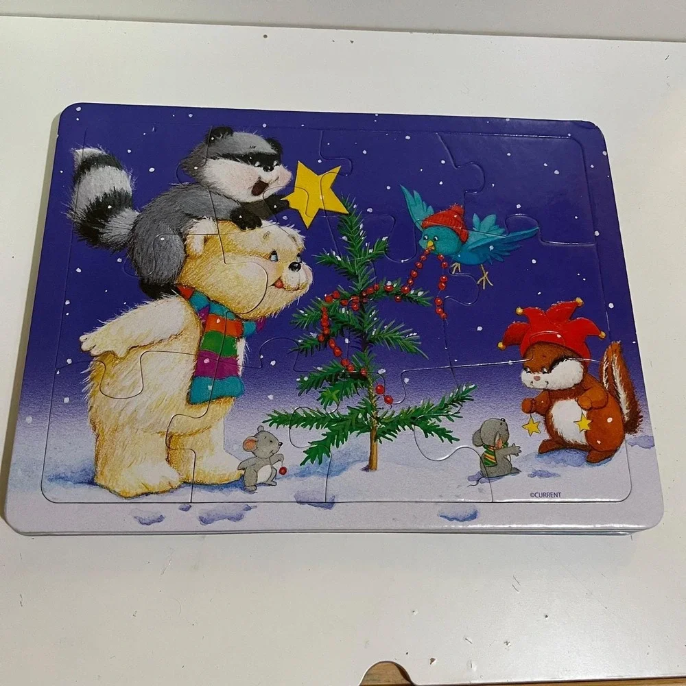 Vintage Current brand set 3 Christmas jigsaw Puzzles‎ 12 piece Winter Animals